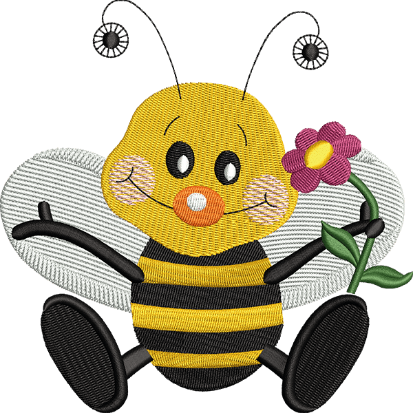Happy Honey Bee Embroidery Design